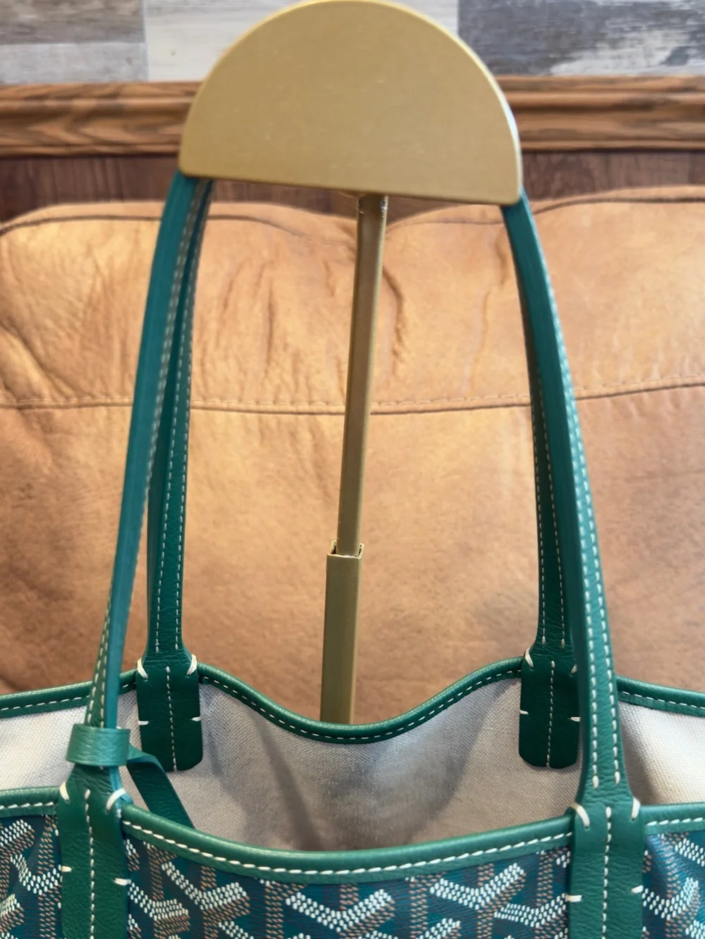 Goyard Green Patterned St. Louis Tote with Matching Pouch Size pm